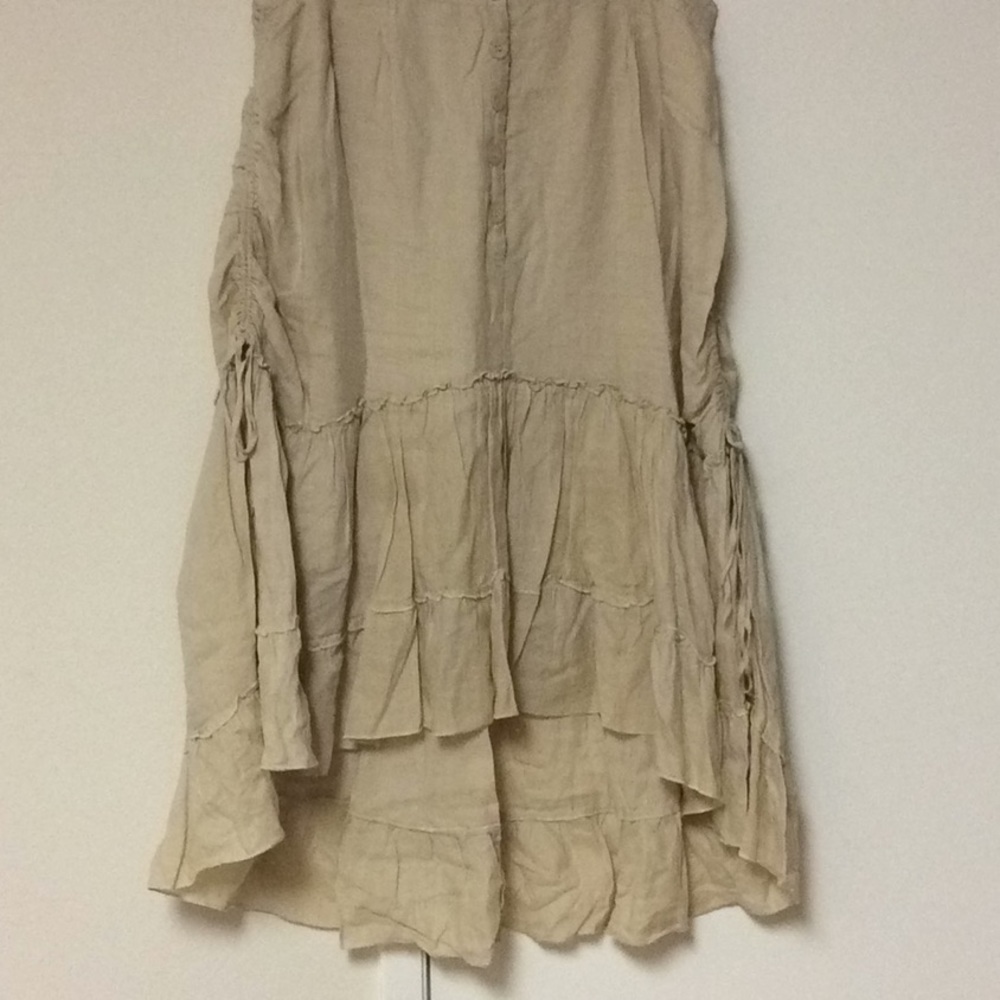 Tan High-Low Draw-String Skirt